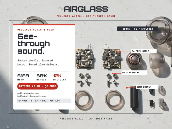 Pellison Airglass clear earbuds pitch slide template
