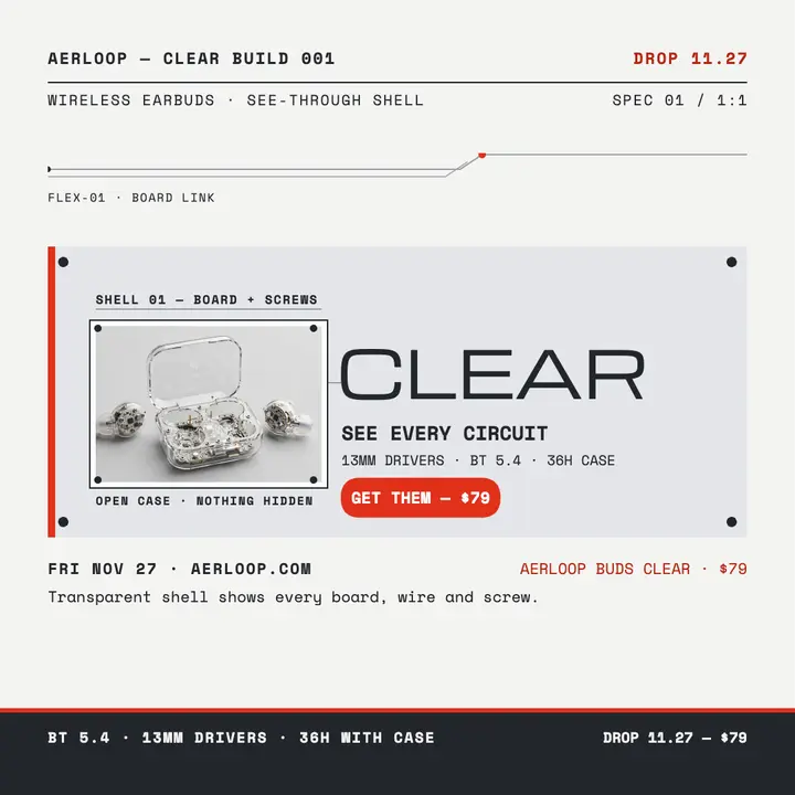 Aerloop Buds Clear launch post template