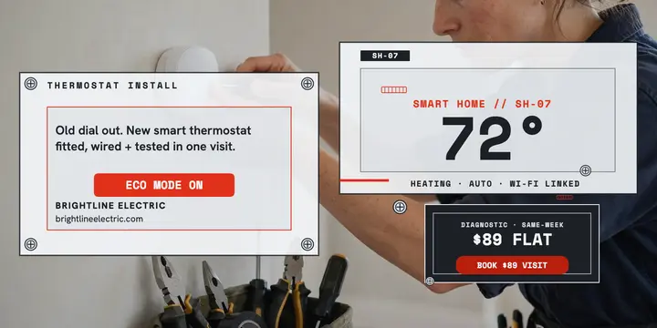 Brightline Electric smart thermostat install post: electrician thermostat install post template