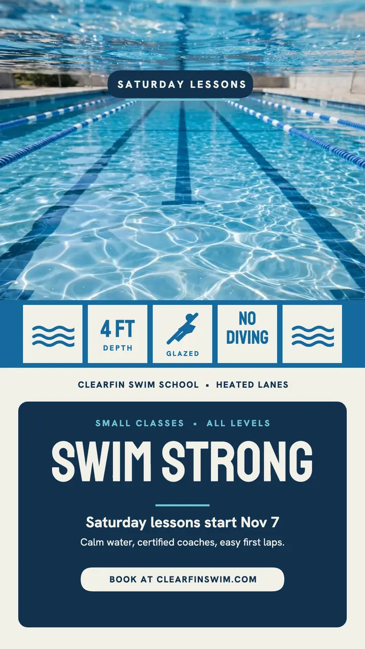 Clearfin swim lessons tiled story template