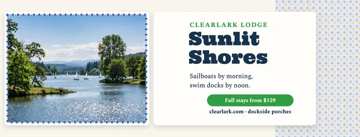 Clearlark Lodge sunlit shores cover template