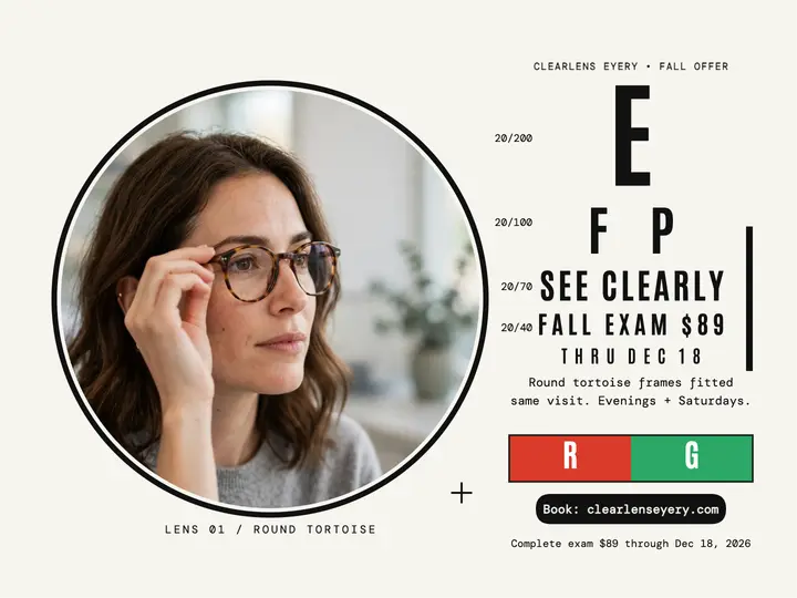 Clearlens Eyery fall exam eye chart slide template