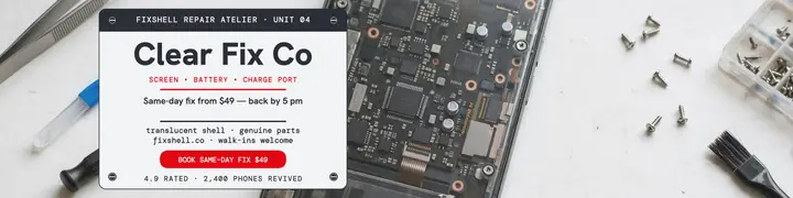 Fixshell clear phone repair banner template