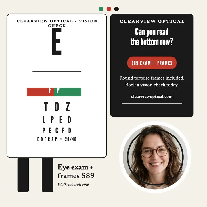 Clearview Optical vision chart promo template