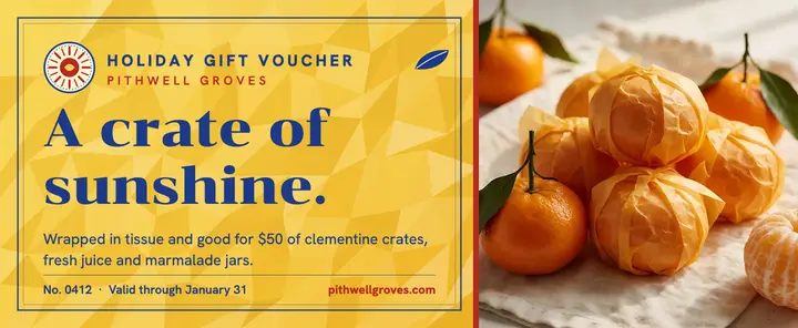 Pithwell Groves clementine gift voucher template