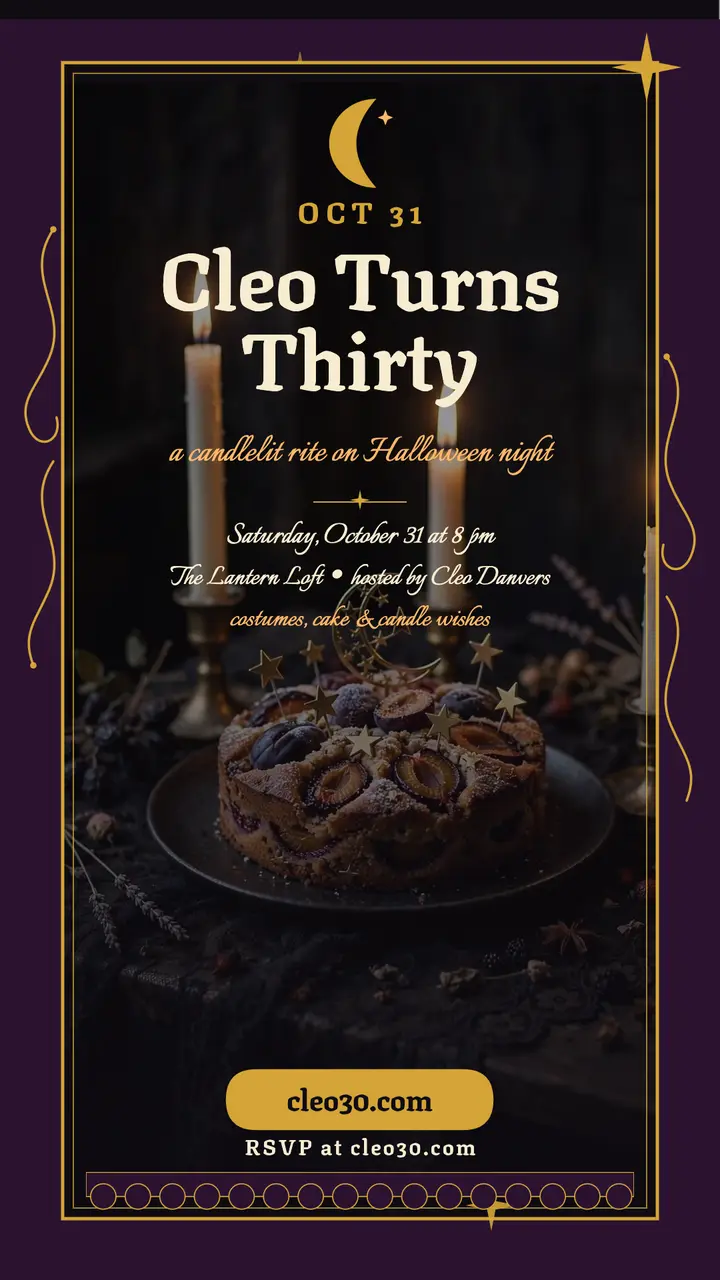 Cleo's witchy thirtieth Halloween story template