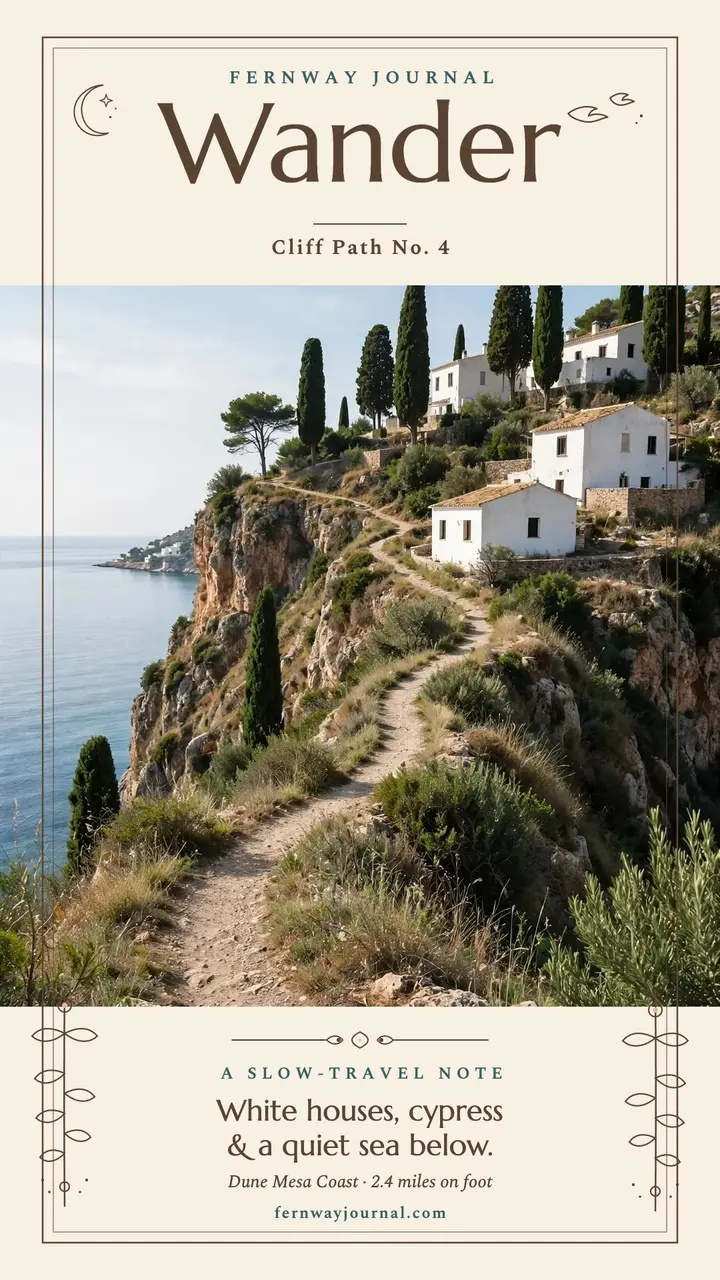 Fernway cliff path slow travel story template
