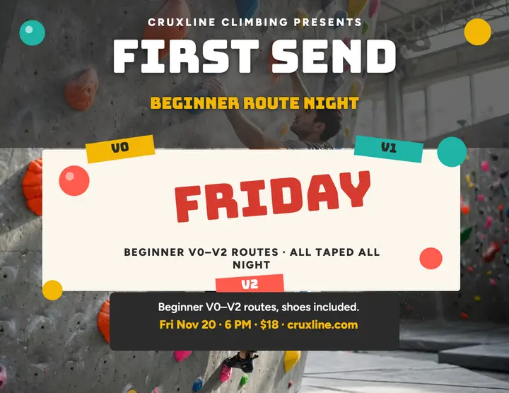 Cruxline First Send Friday flyer template