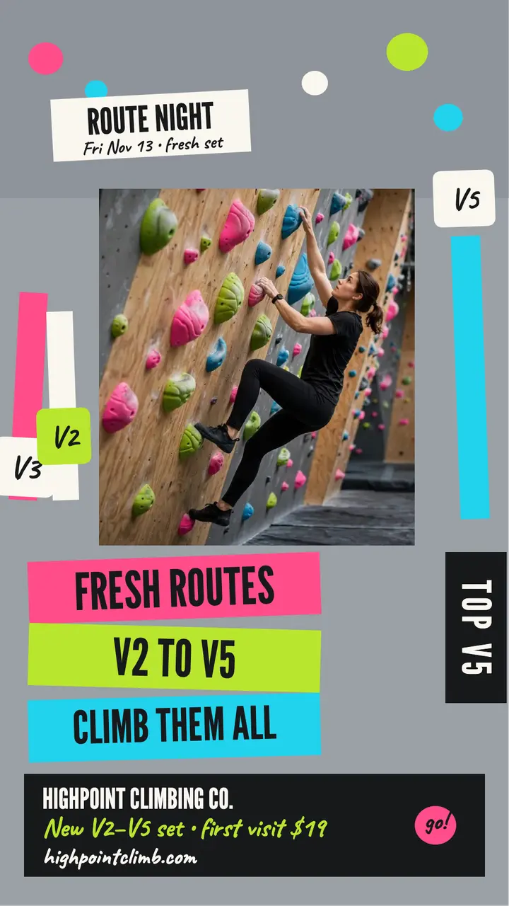 Highpoint climbing route night story template