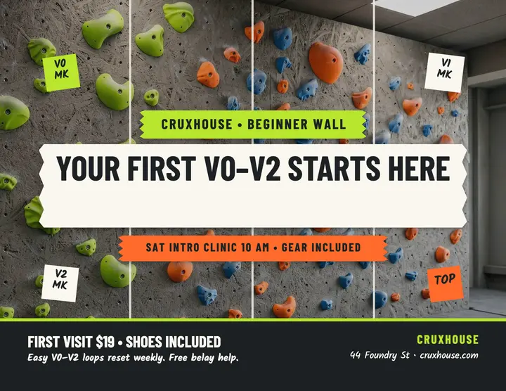 Cruxhouse beginner routes flyer template