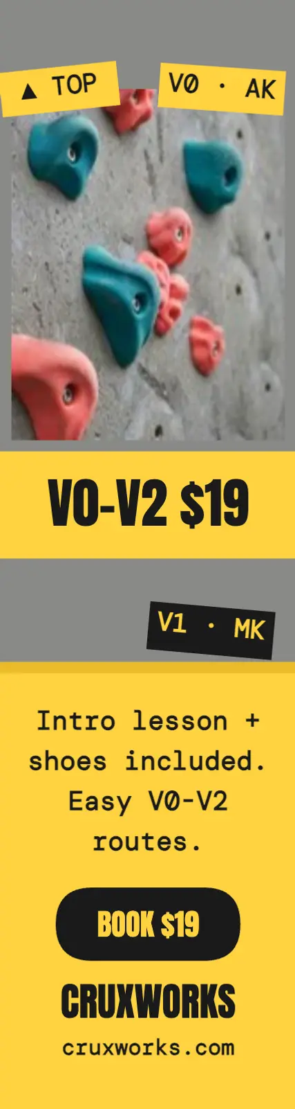 Cruxworks climbing intro skyscraper: climbing gym intro ad template