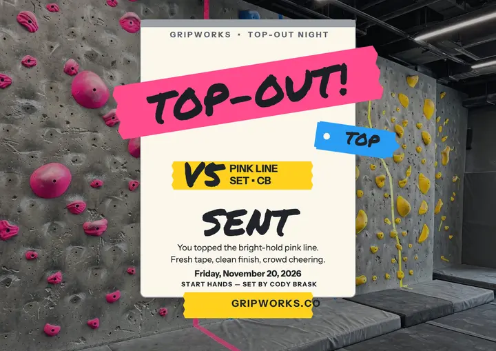 Gripworks top-out night climbing certificate template