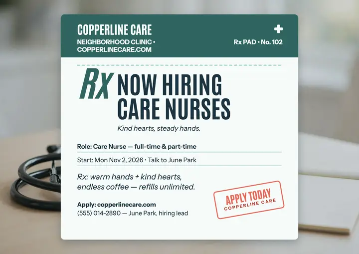 Copperline Care nurses hiring certificate template