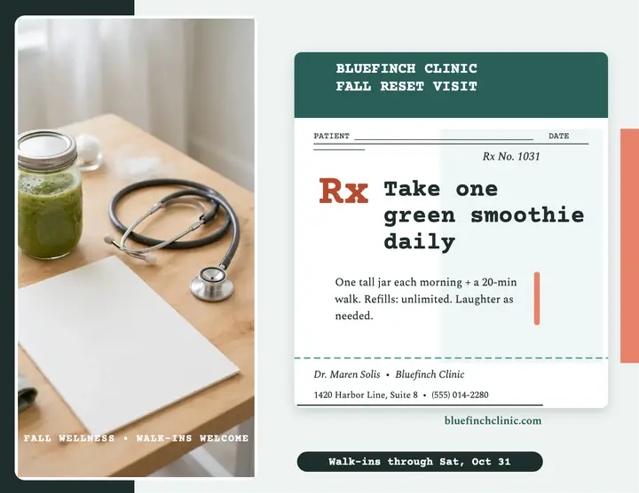 Bluefinch Clinic Fall Reset Rx flyer: clinic fall flyer template