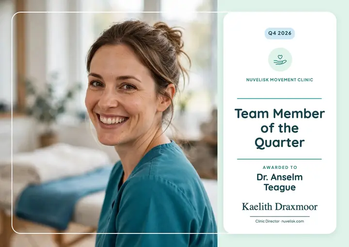 Team member of the quarter certificate, movement clinic template