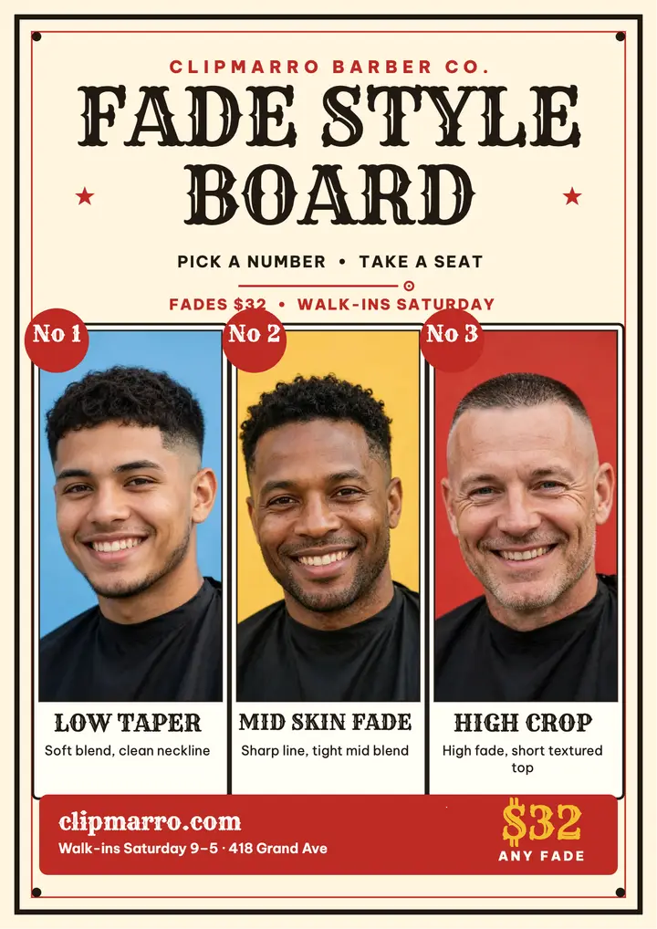 Clipmarro fade style board flyer template