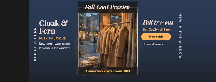 Cloak and Fern dusk window coat cover template