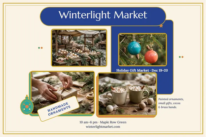Winterlight holiday gift market postcard template
