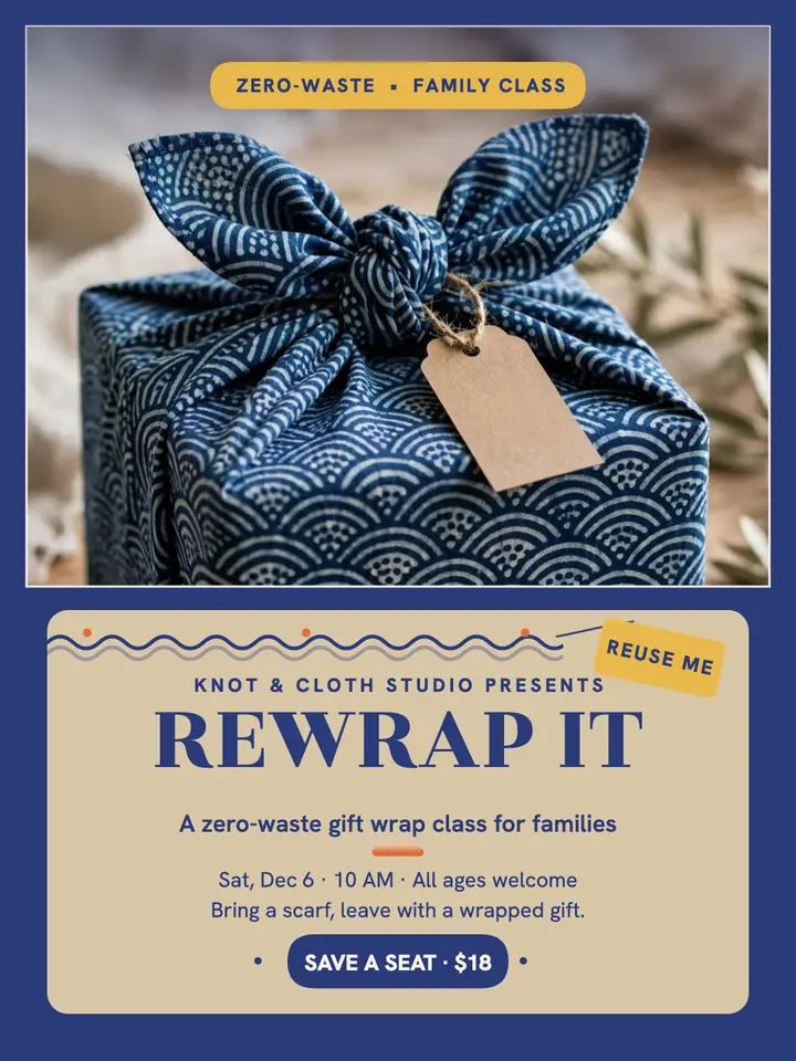 Cloth wrap family workshop post: gift wrap workshop post template
