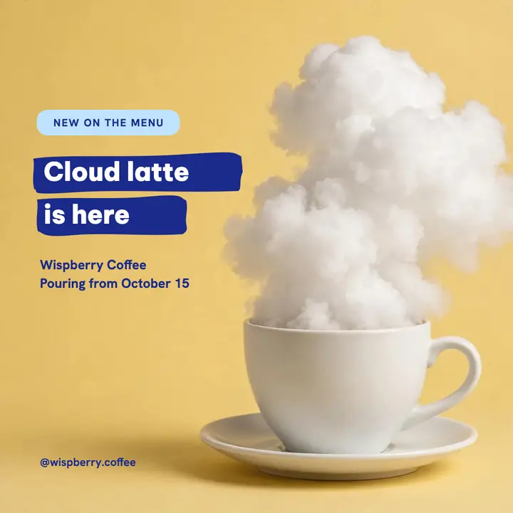 Cloud latte launch square post, coffee bar template