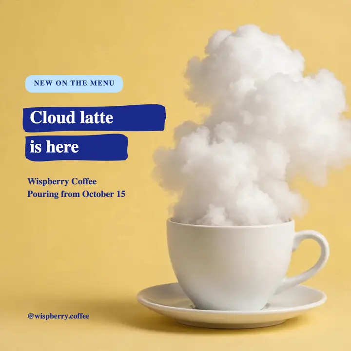 Cloud latte launch square post, coffee bar template