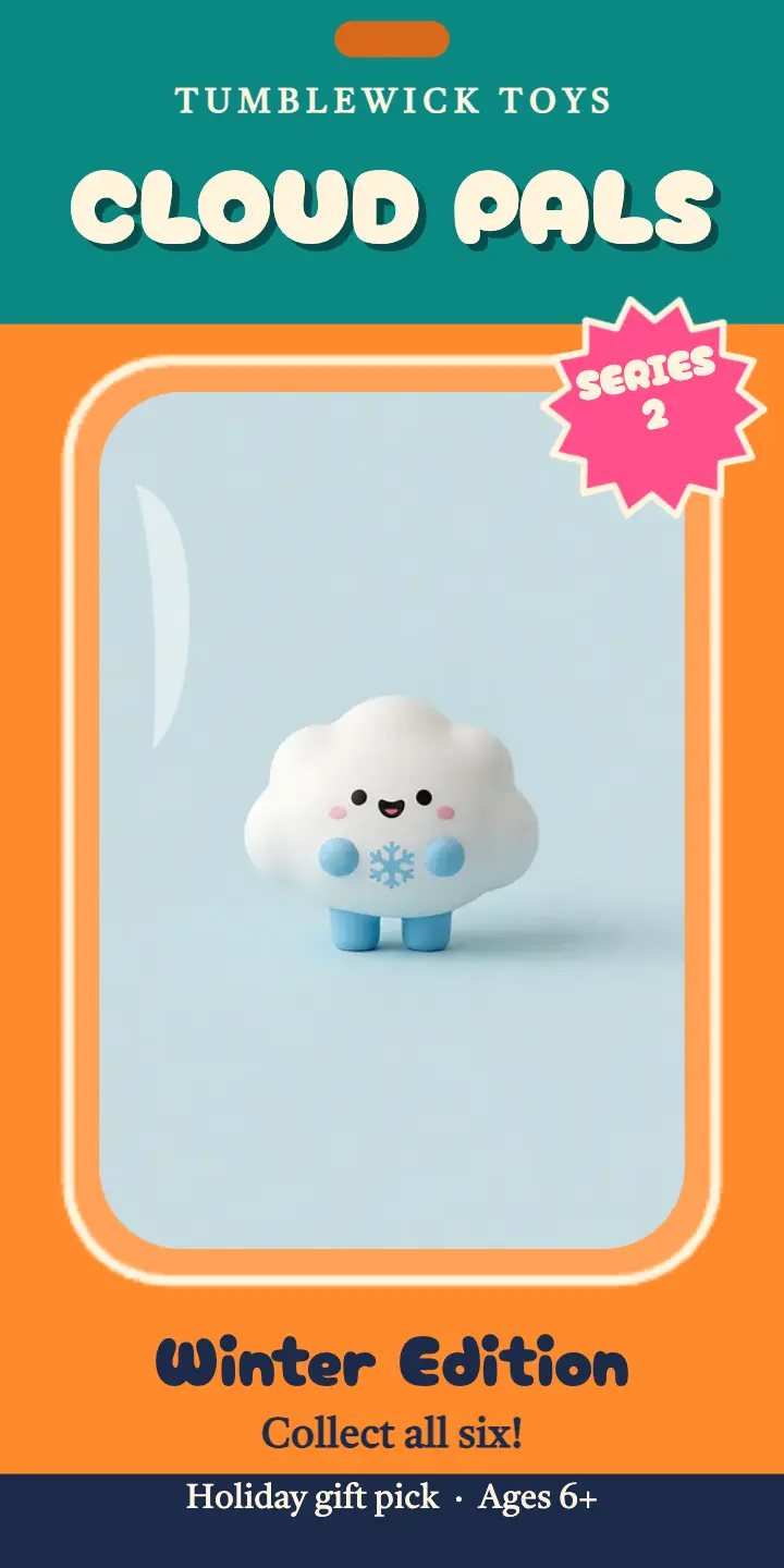Tumblewick Cloud Pals winter series half-page ad template