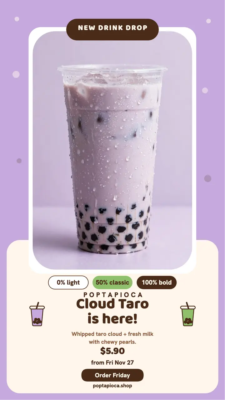 Poptapioca Cloud Taro launch story template
