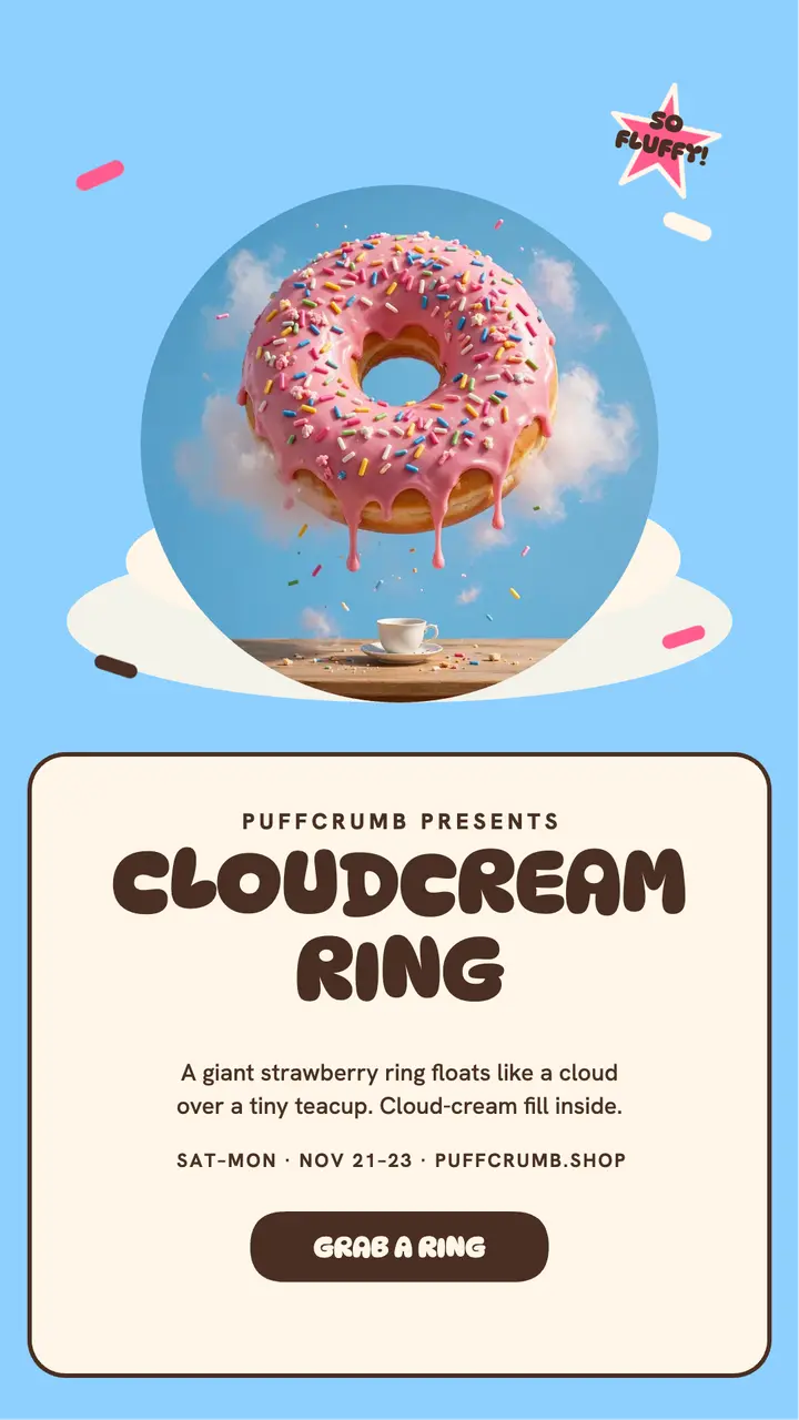 Puffcrumb Cloudcream Ring donut story template