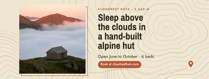 Cloudrest Huts alpine stay topographic cover template
