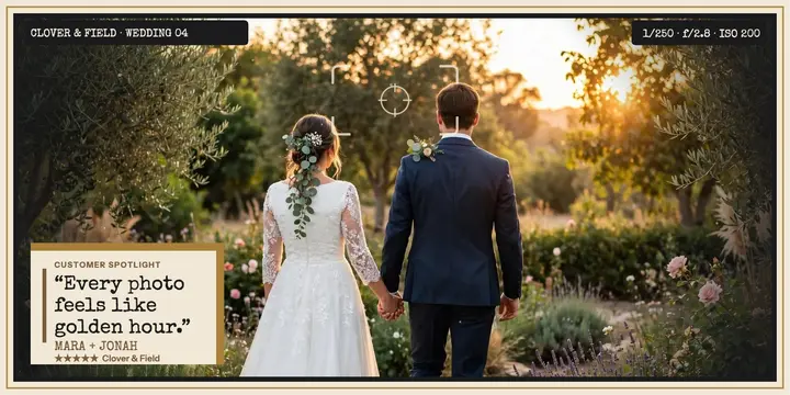 Clover and Field wedding review post template