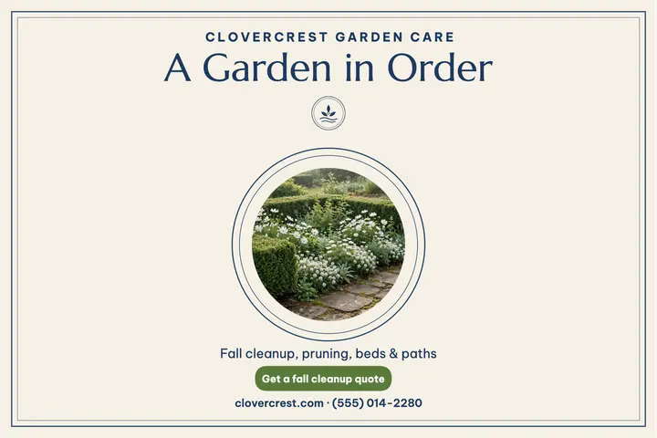Clovercrest garden care postcard template