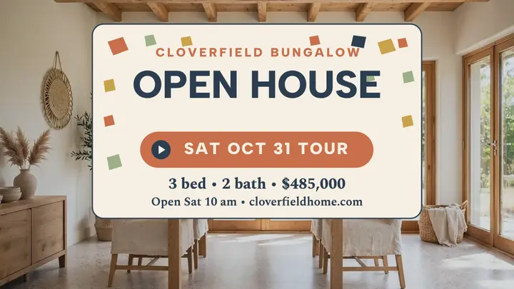 Cloverfield Bungalow open house tour thumbnail template