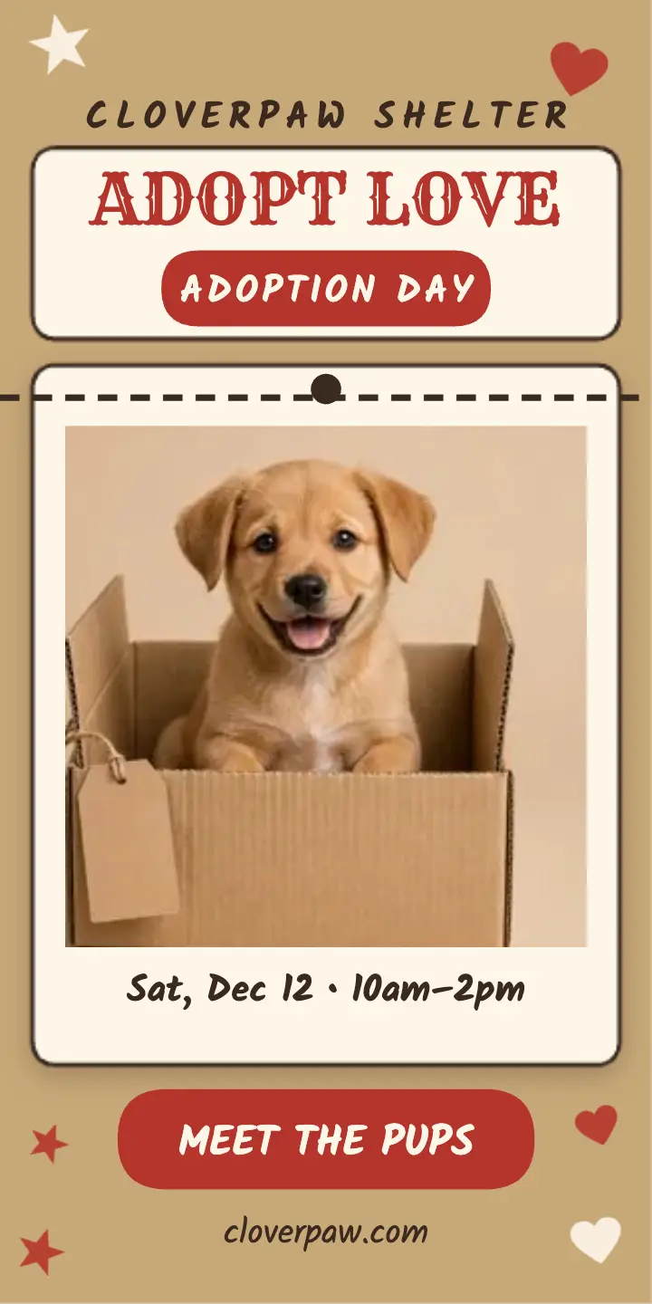 Cloverpaw Shelter adoption day half page ad template