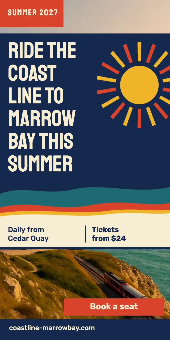 Coast Line summer train half page ad: travel half page ad template