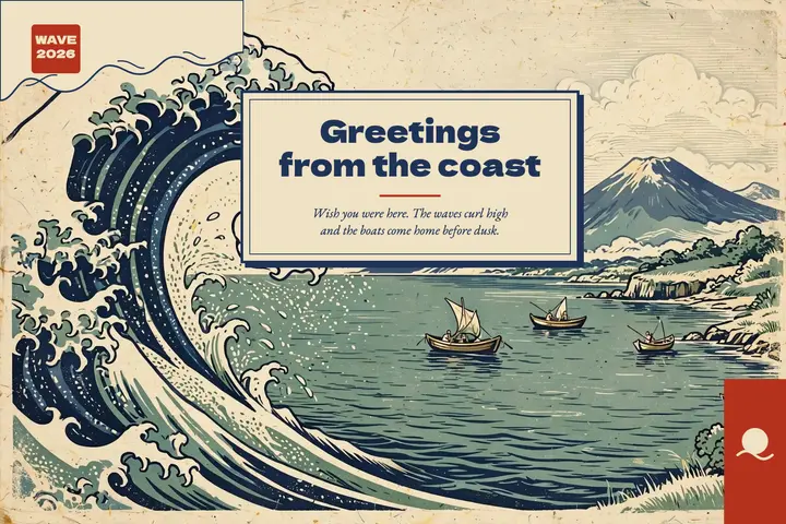 Greetings from the coast, ukiyo-e template