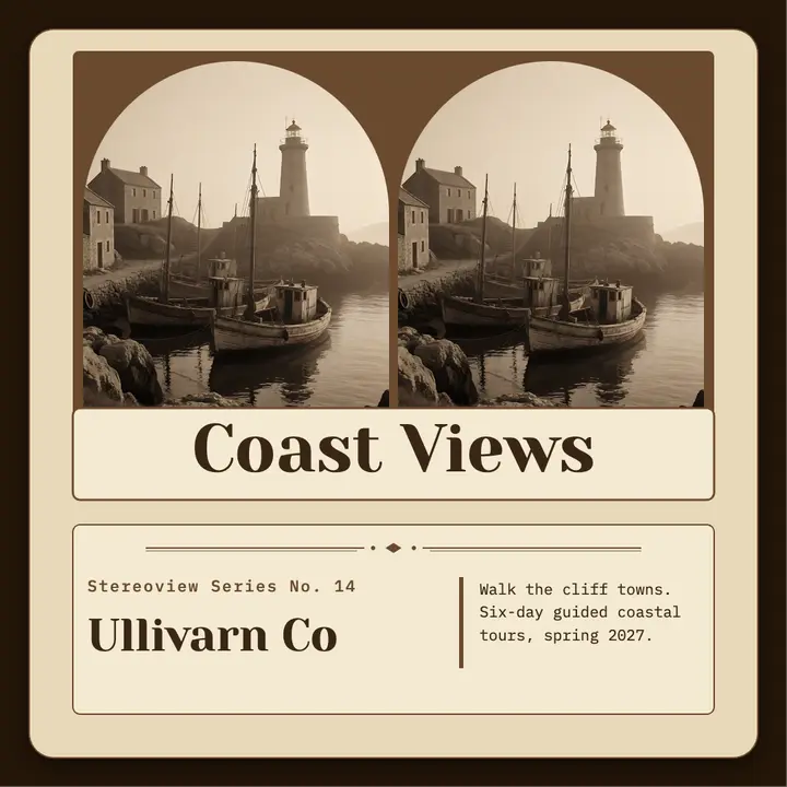 Coast walks stereoview travel post template