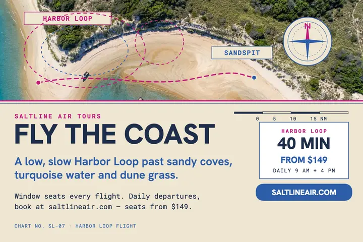 Saltline coastal air tour chart postcard template