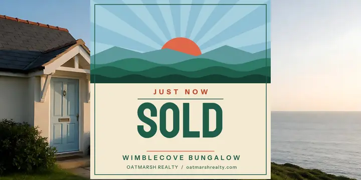 Coastal bungalow just sold X post, screenprint travel poster template