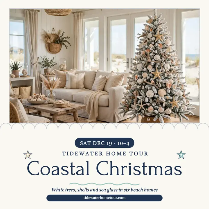 Tidewater coastal Christmas home tour template