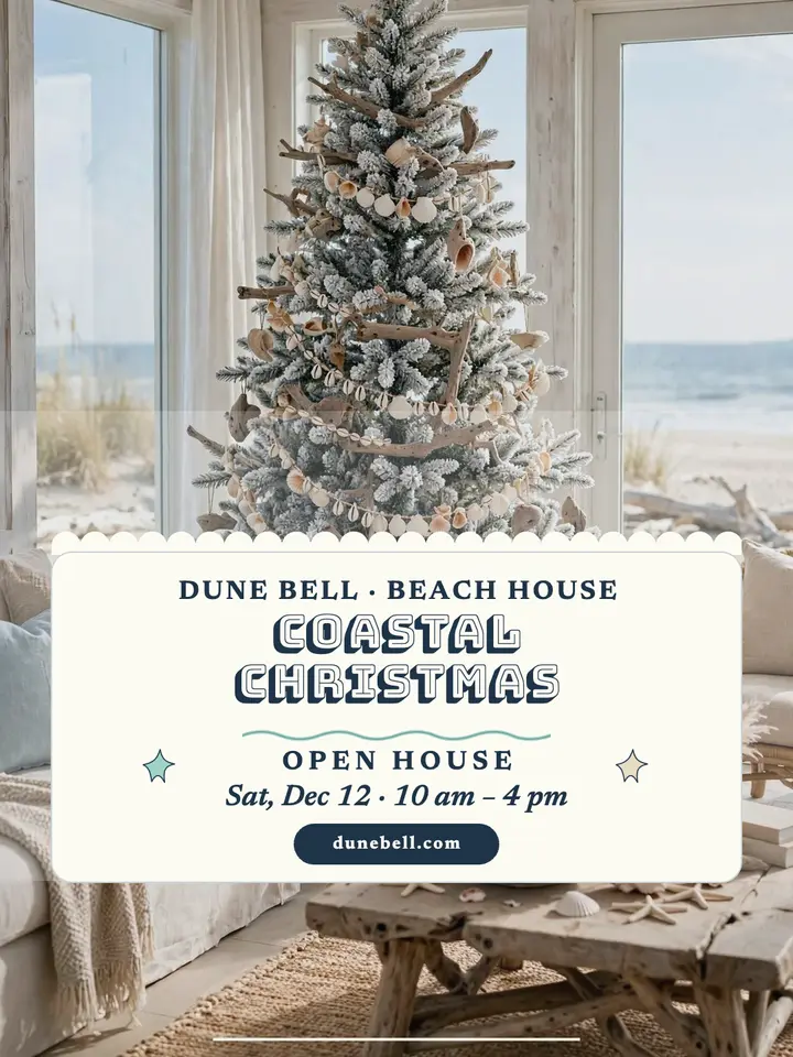 Dune Bell coastal Christmas open house post: coastal christmas post template