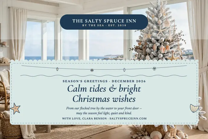 Salty Spruce coastal Christmas postcard template