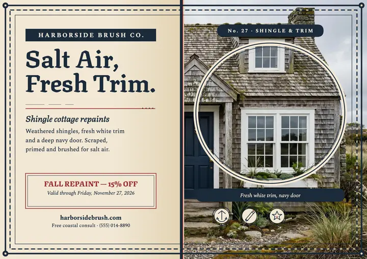 Harborside Brush coastal cottage repaint certificate template