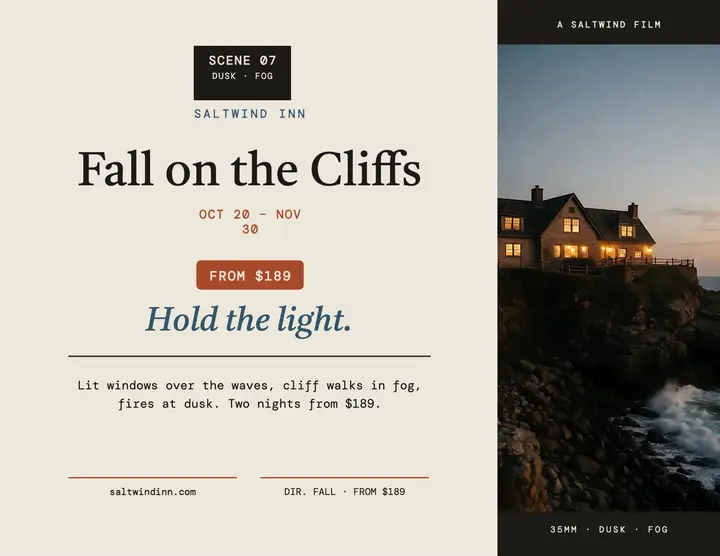 Saltwind Inn fall cliffs film flyer template