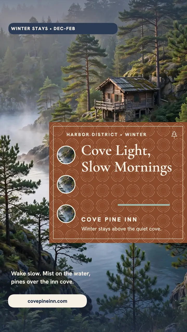 Cove Pine Inn winter getaway story template
