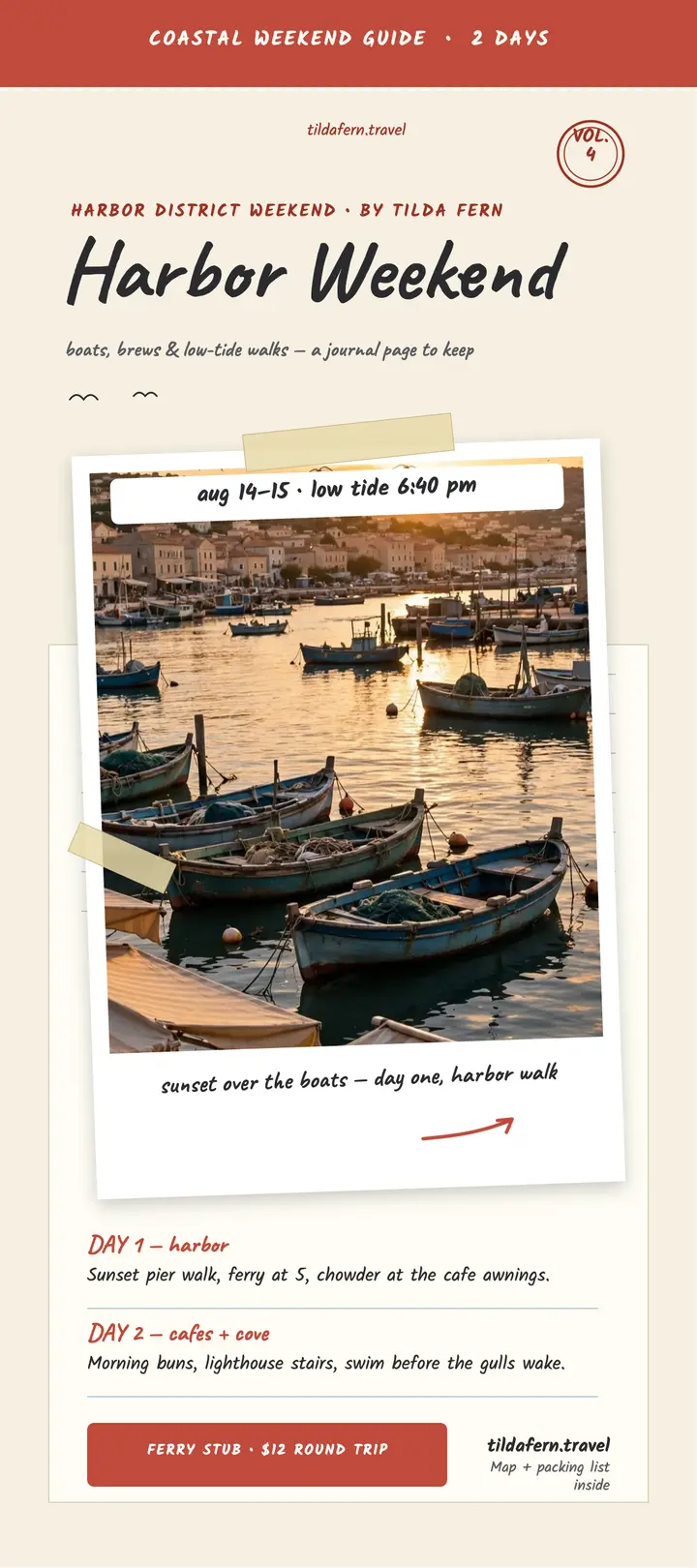 Harbor District Weekend journal rack card template