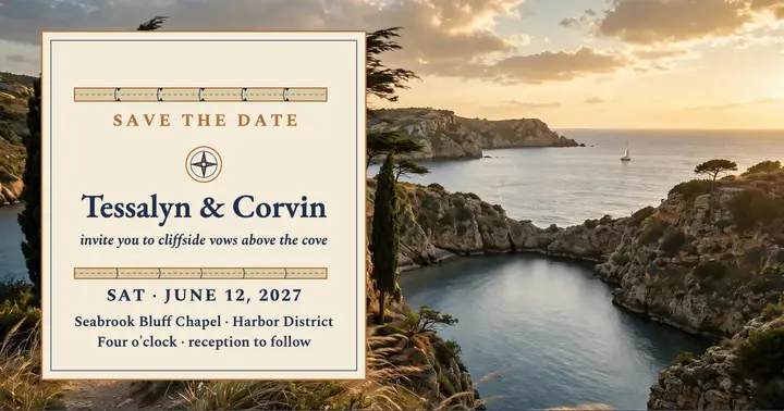 Tessalyn and Corvin coastal map invite template