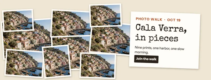Cala Verra photo walk cover template