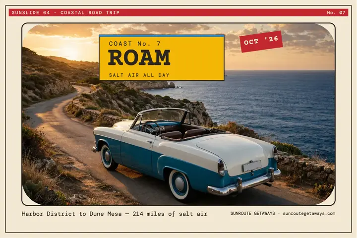 Sunroute coastal road slide postcard template
