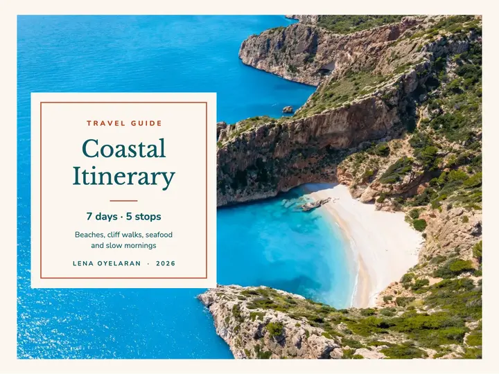 Coastal trip itinerary title slide template