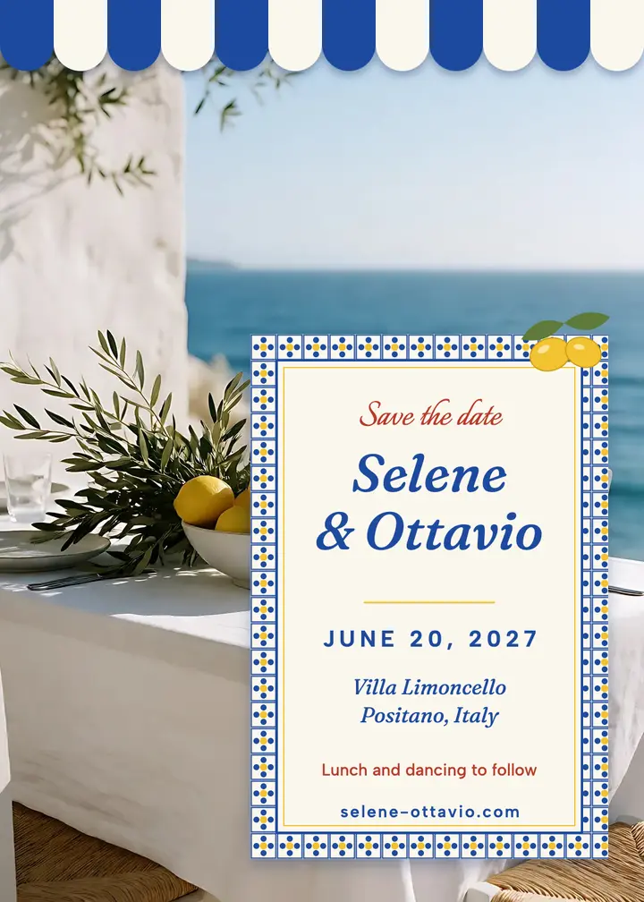 Selene and Ottavio wedding invitation template